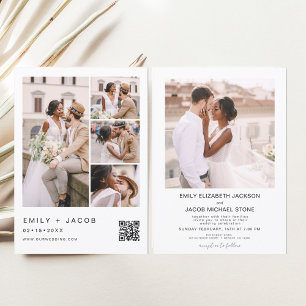 Budget Minimalist Photo QR code White Wedding Flyer