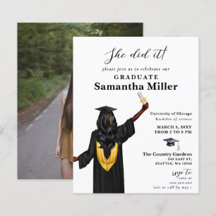 Budget Minimalist Photo She Did It Graduation