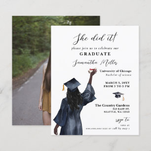 Budget Minimalist Photo She Did It Graduation