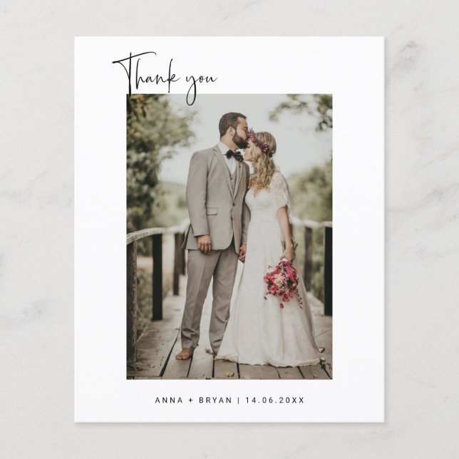 Budget Minimalist Photo Thank You Card (Front)