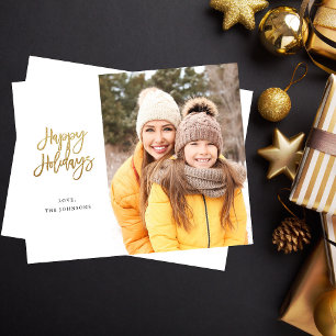 Budget Minimalist Photo w Gold Happy Holidays