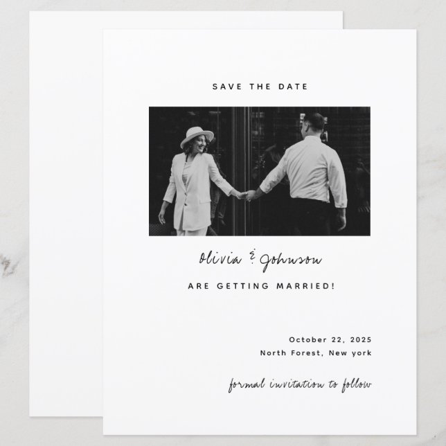 BUDGET Minimalist Photo Wedding Save the Date (Front/Back)