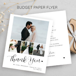 Budget minimalist photo wedding thank you card