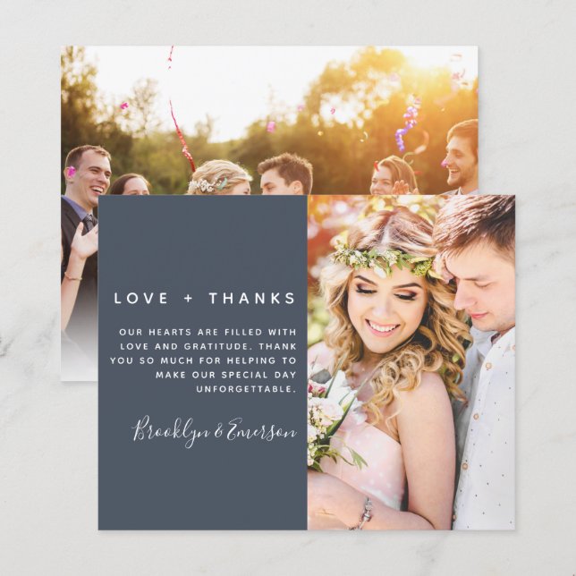 Budget Minimalist Photo Wedding Thank You Card (Front/Back)