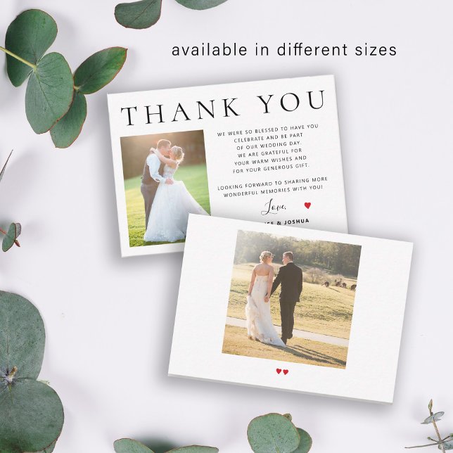 Budget minimalist photo wedding thank you SMALL Card (Creator Uploaded)