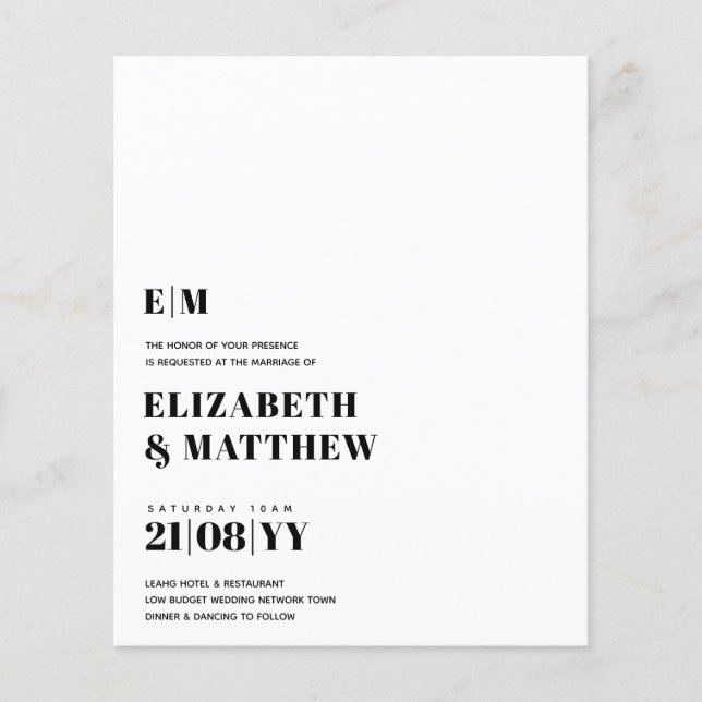 BUDGET Minimalist Plain Typography INVITE - ANY Flyer (Front)
