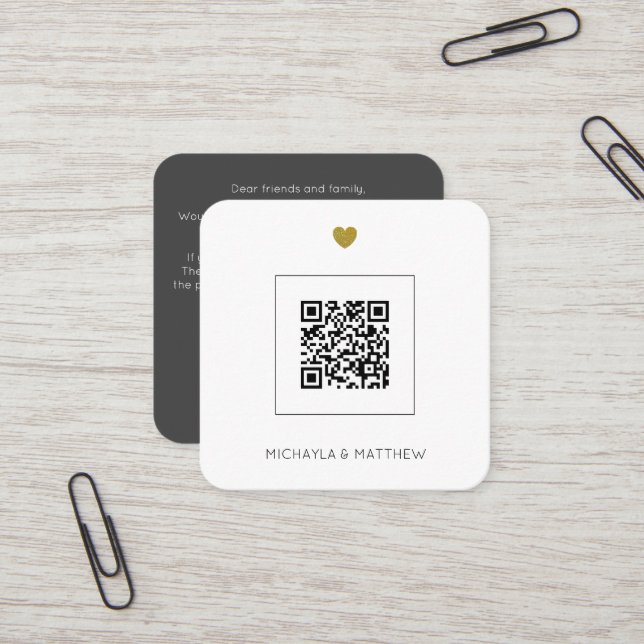 Budget Minimalist QR Code Grey Wedding Invitation (Front/Back In Situ)