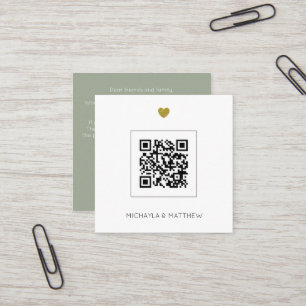 Budget Minimalist QR Code Sage Wedding Invitation