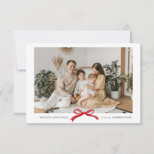 BUDGET Minimalist Red Bow Photo Holiday Card