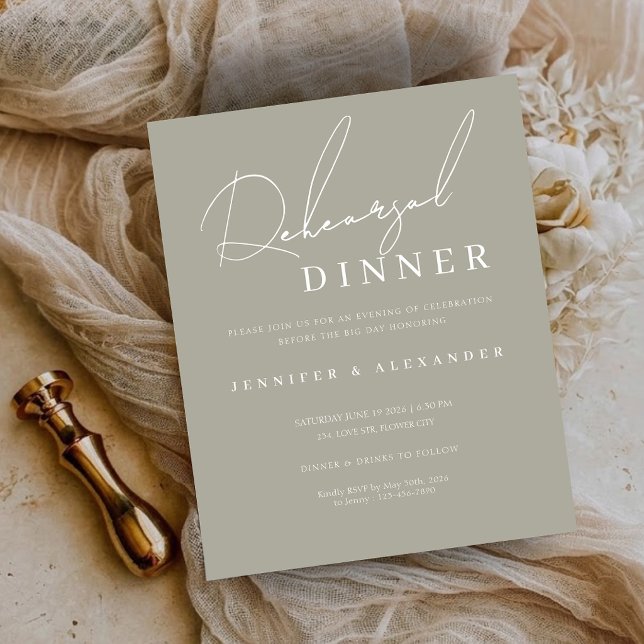 Budget Minimalist Rehearsal Dinner Invitation (Budget Minimalist Rehearsal Dinner Invitation)