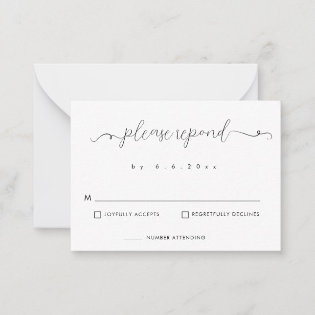 BUDGET Minimalist Response Wedding RSVP Card (Front)