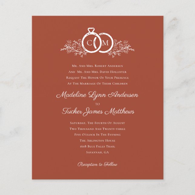 Budget Minimalist Rust Photo Wedding Invitation  (Front)