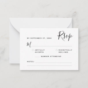 BUDGET Minimalist Script Black RSVP Wedding Card