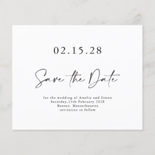 Budget Minimalist Script Black White Save the Date