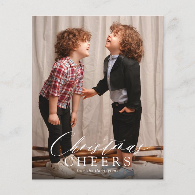 BUDGET Minimalist Script Christmas Cheers 1 Photo  (Front)