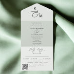 Budget Minimalist Script Elegant QR Code Wedding All In One Invitation<br><div class="desc">Introducing our budget-friendly all-in-one wedding invitation, designed to impress without the high cost. The top fold features the couple’s monogram with an ampersand in delicate calligraphy, adding a personal touch. The centre fold showcases the main text, written in a formal style that combines serif font with fancy script, exuding elegance....</div>