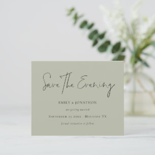 Budget Minimalist Script Pale Sage Save Evening