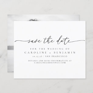 Budget Minimalist Script Photo Wedding Save Date