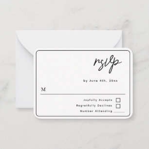 Budget Minimalist Script Wedding RSVP Card