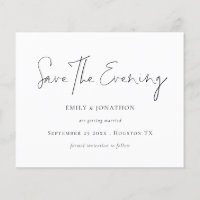 Budget Minimalist Script White Save The Evening