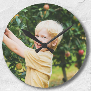 Budget Minimalist Simple Photo Grandparent Gift Round Clock