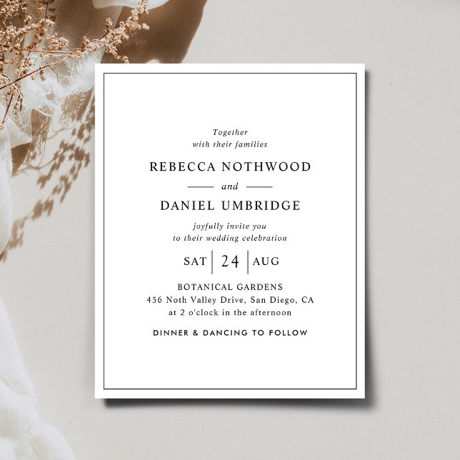 Budget Minimalist Simple Wedding Invitation (Creator Uploaded)