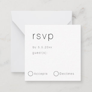 Budget Minimalist Simple Wedding RSVP Card