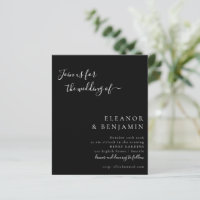 Budget Minimalist Solid Black Wedding Invitation