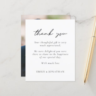 Budget Minimalist Text Photo Wedding Thank you