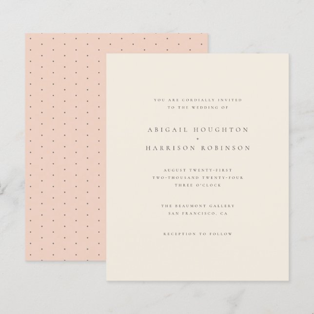 Budget Minimalist Typography Blush & Cream Wedding (Front/Back)