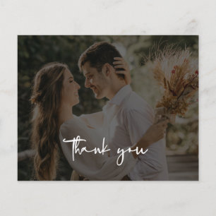 Budget Minimalist Wedding Photo Thank You Card