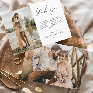 Budget Minimalist Wedding Photo Thank You Card