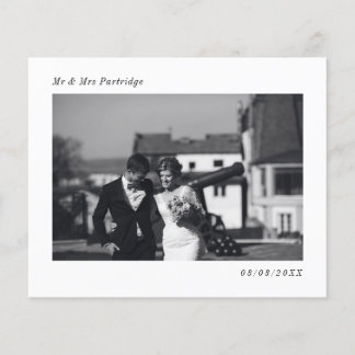 Budget Minimalist Wedding Photo Thank You Card