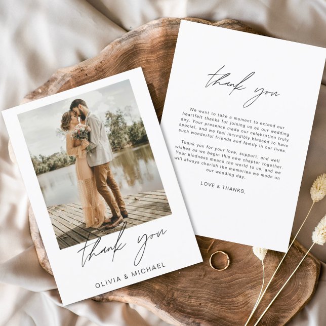 Budget Minimalist Wedding Thank You Photo Card (Creator Uploaded)