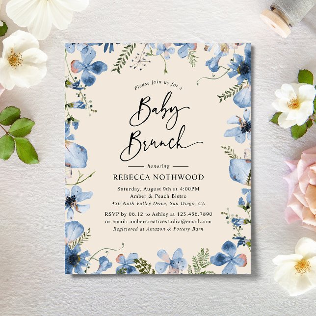 Budget Minimalistic Florals Baby Brunch Invitation (Creator Uploaded)