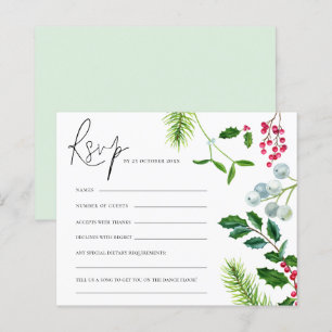 BUDGET Mistletoe Foliage Christmas Wedding RSVP