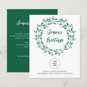 Budget Mistletoe Wreath Logo Business Holiday Card