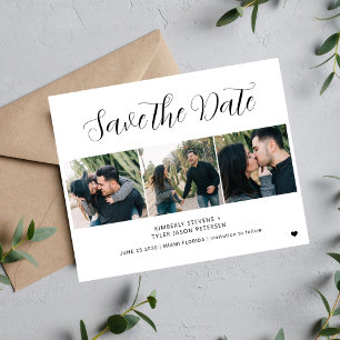 Budget modern 3 photo collage wedding save date