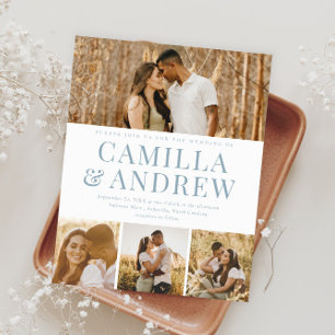  Budget Modern 4 Photo Elegant Wedding Invitation