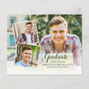 Budget Modern 4 Photo Graduation Announcement