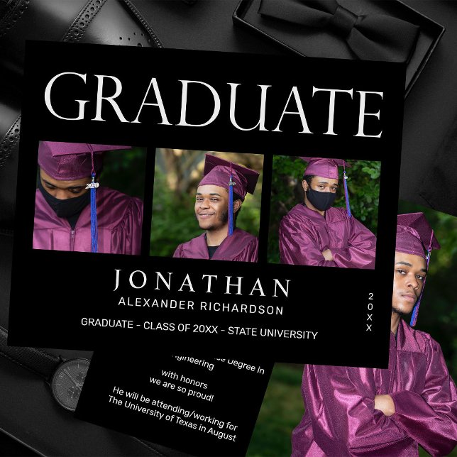 Budget Modern 4 Photo Graduation Announcement -B (Creator Uploaded)