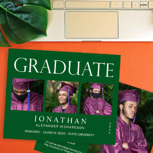 Budget Modern 4 Photo Graduation Announcement -G