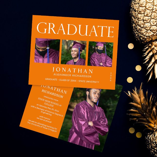 Budget Modern 4 Photo Graduation Announcement - O Flyer (Creator Uploaded)