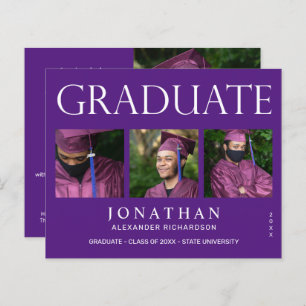 Budget Modern 4 Photo Graduation Announcement -P