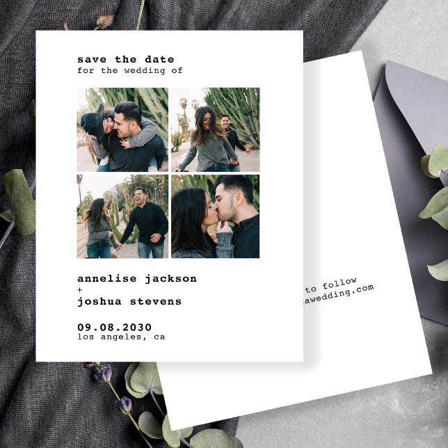 Budget modern 4 photos wedding save the date (Creator Uploaded)