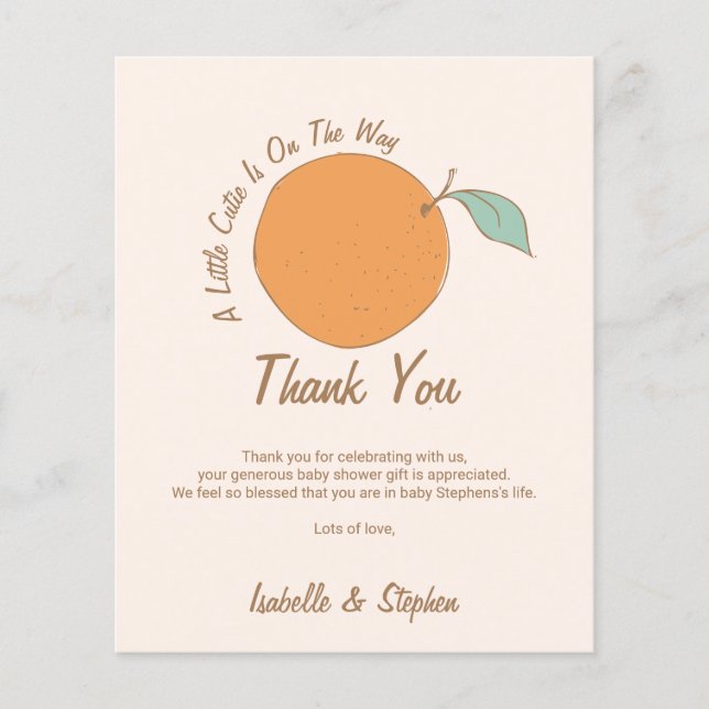Budget Modern A Little Cutie Orange Baby Shower (Front)
