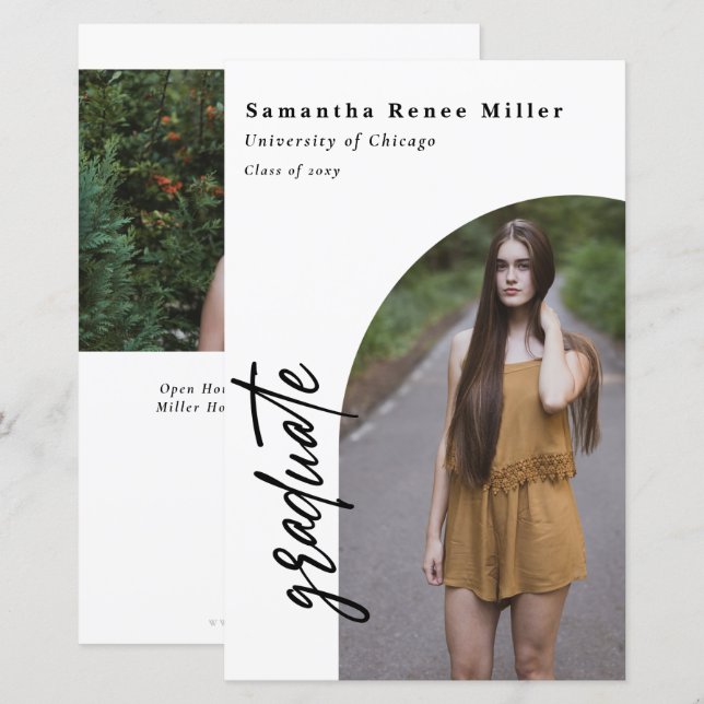 Budget Modern Arch 2 Photo Graduation Invitation (Front/Back)