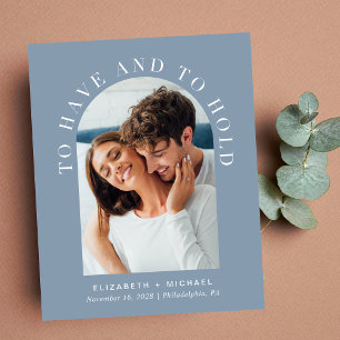 Budget Modern Arch Photo Dusty Blue Wedding Invite