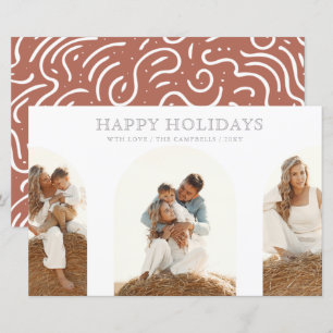 Budget Modern Arches Terracotta Photo Holiday Card
