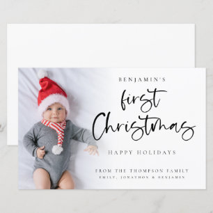 Budget Modern Baby Ist Christmas Custom Photo Card